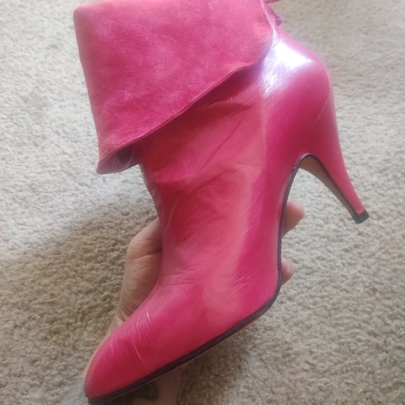 Nickels 1980s vintage hot pink high heel stiletto ankle boots - Picture 4 of 13